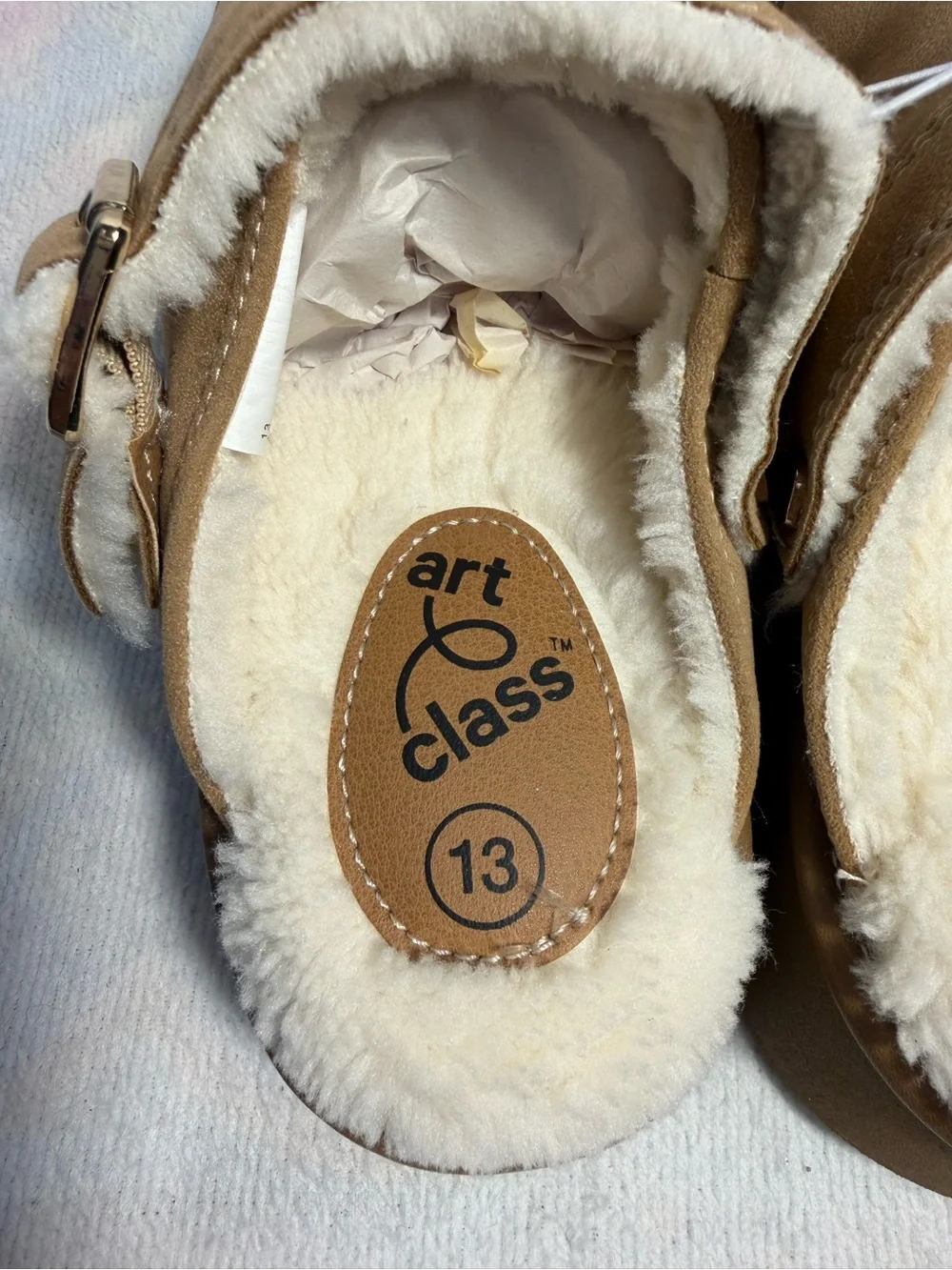 Art Class Kids Paisley Cozy Clogs Size 13 Tan/Cream